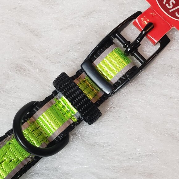 KONG XS/S Green & Black Reflective Dog Collar + 4 Ft Comfort Grip Rope Leash - Picture 4 of 16